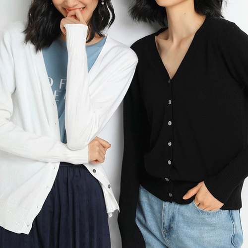 FD-0522  여성 브이넥 단추 가디건 